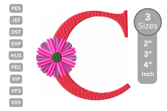Blossom Alphabet Letter - C: A Festive Embroidery Choice