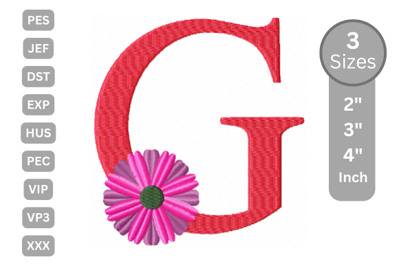 Blossom Alphabet Letter - G: A Stylish Embroidery Design