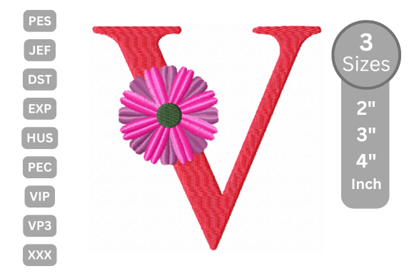 Blossom Alphabet Letter - V: A Stylish Floral Monogram