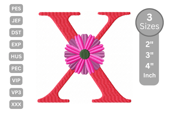 Blossom Alphabet Letter - X: A Festive Embroidery Choice