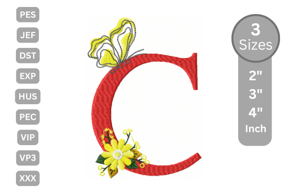 Butterfly Bloom Alphabet - C: A Stylish Serif Embellishment