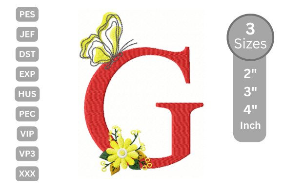 Butterfly Bloom Alphabet - G: A Premium Embroidery Choice