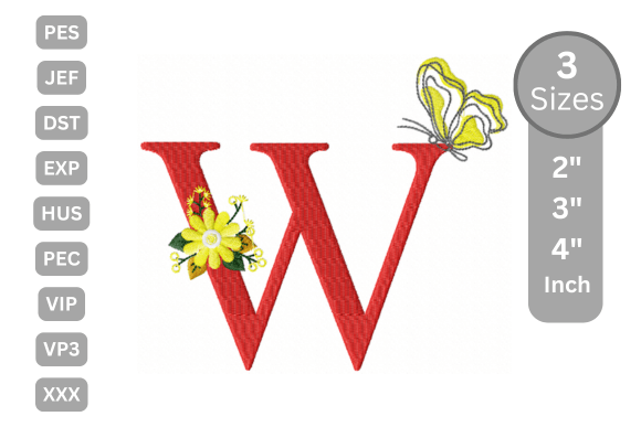 Butterfly Bloom Alphabet - W: A Festive Embroidery Gem