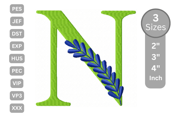 Elegant Floral Alphabet Letter-N for Personalized Gifts