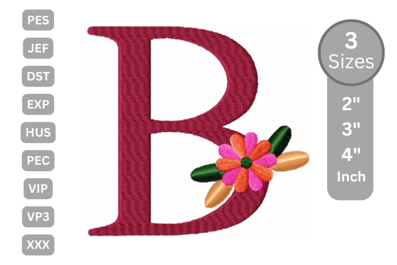 Floral Alphabet Letter - B: A Stylish Embroidery Design