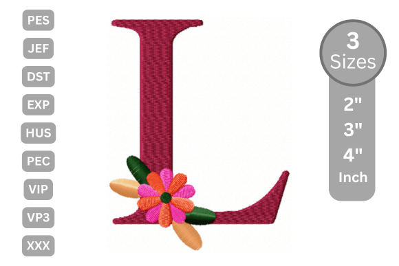 Floral Alphabet Letter - L: A Stylish Embroidery Choice
