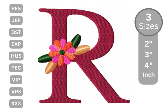 Floral Alphabet Letter - R: A Seasonal Embroidery Delight