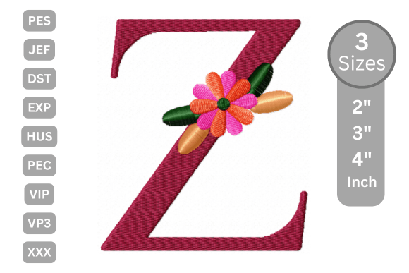 Floral Alphabet Letter - Z: A Stylish Embroidery Choice