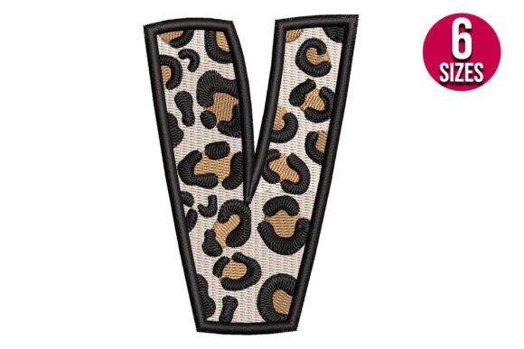 Leopard Print Alphabet Font Letter V for Holiday Gifts